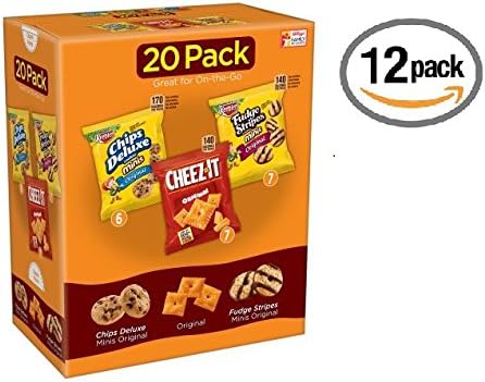 Chips Deluxe/Cheez-It/Fudge Stripes Variety Pack 20 ct Bags (12)