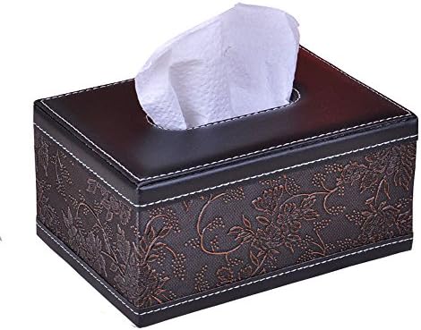 Tissue Box Retro Pu Leather Napkin Holder Lovely Black Rectangular Holder Box Cover (Small:7.5 X W:5.1 X H:3.5 inches)