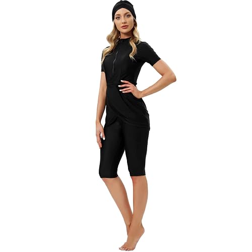 Muslim Swimsuits for Women Modest Full Cover Burkini Islamic Arabic Swimwear Swimsuit Short Sleeve Swimming Top Swim Carpi Pants Hijab Rash Guard 3Pcs Set Sun Protection Bathing Suit Blue M in Dubai Muslim Swimsuits for Women Modest Full Cover Burkini Islamic Arabic Swimwear Swimsuit Short Sleeve Swimming Top Swim Carpi Pants Hijab Rash Guard 3Pcs Set Sun Protection Bathing Suit Blue M in Dubai