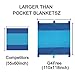 G4Free Sand Free Compact Outdoor Beach/Picnic Blanket- Huge-9’ x 10’ for 7 Adults- Best Mat for Festivals & Hiking-Ripstop Nylon Oversized Lightweight & Portable with Anchor for Camping(Blue)