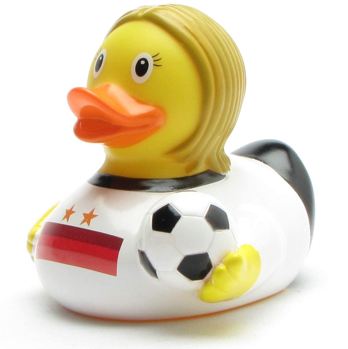 Rubber Duck Footballer Germany I Squeaky Ducks I L 8.5 cm I Includes Bath Duck Keyring in Set