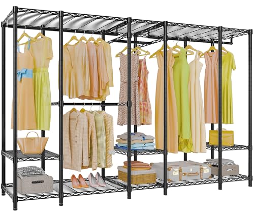 VIPEK V50 Extra Large Closet Rack Heavy Duty Garment Rack Freestanding Wardrobe with Shelves, Portable Metal Clothing Rack for Hanging Clothes, Adjustable Open Closet System, 1300 lb Capacity, Black