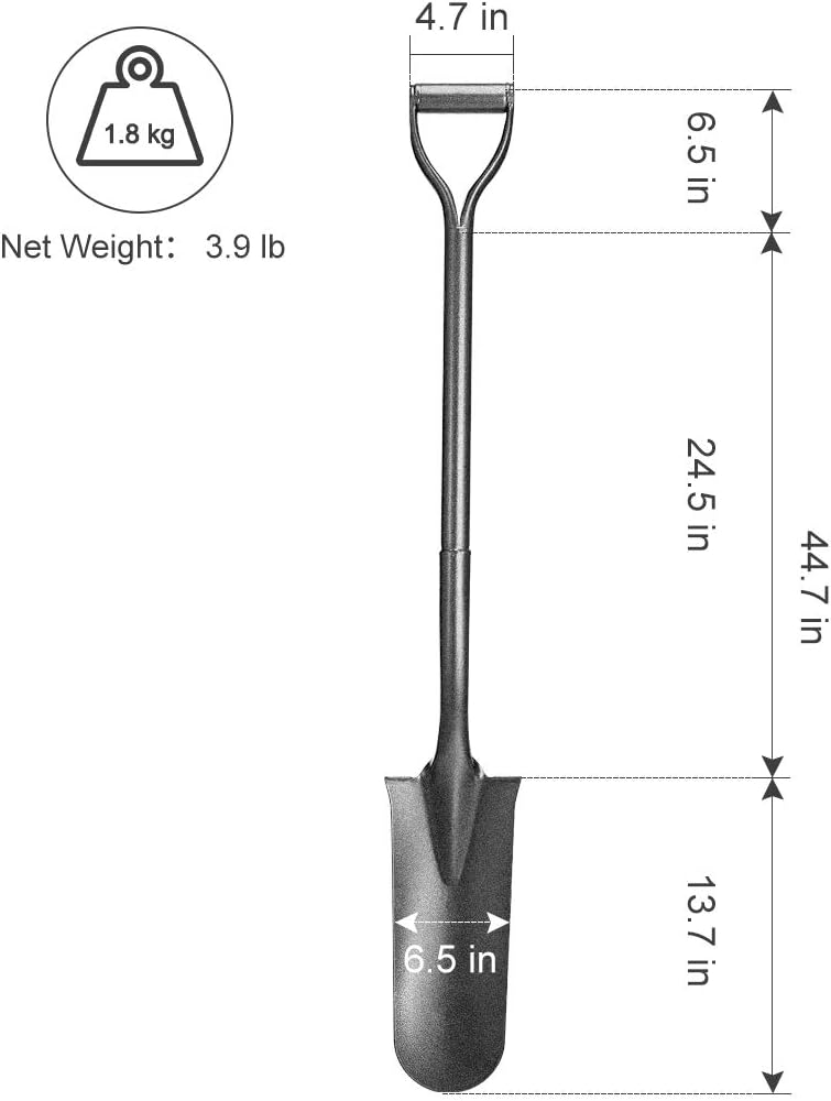 Finether Gardening Spade Shovel Narrow Spade with Tapered Head and D-Handle, Heavy Duty Gardening Shovel with Anti-Slip Gloves Ideal for Digging, Transplanting, Root Slaying : Garden & Outdoor