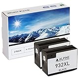 2pk Compatible Replacement Ink Cartridge with Pigment Ink for Hewlett Packard CN053AN HP 932XL Black - Shows Accurate Ink Levels