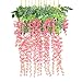 12 Pack 1 Piece 3.6 Feet Artificial Fake Wisteria Vine Ratta Hanging Garland Silk Flowers String Home Party Wedding Decor (Pink) primary