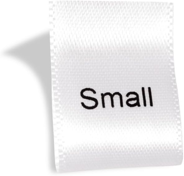Wunderlabel Big Printed Size Label Woven Crafting Craft Fashion Ribbon Ribbons Tag for Clothing Sewing Sew Clothes Garment Fabric Material Embroidered Label Labels Tags, Black on White, S, 75 Labels