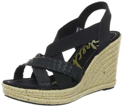 Amazon.com | Skechers Women's Wedge Sling Slingback Sandal, Black, 5 M US | Platforms & Wedges
