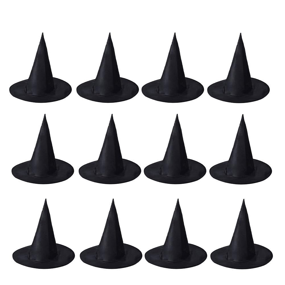 YARNOW Witch Hat for Adults Halloween Costume Props Black Oxford Cloth Wizard Hat Party Supplies and Dress-up Accessories
