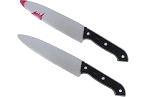 VZQI Plastic Knife 2Pcs Classic Halloween Blood Knife Horror Butcher Knife Props