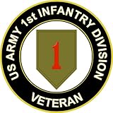 U.S. Army Veteran 1st Infantry Division Window Bumper Sticker Decal 3.8"