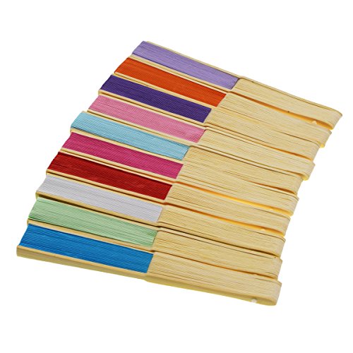 10 Packs Multicolor Bamboo Folding Fan Hadheld Fans Paper Folded Fan for Wedding Party Decoration