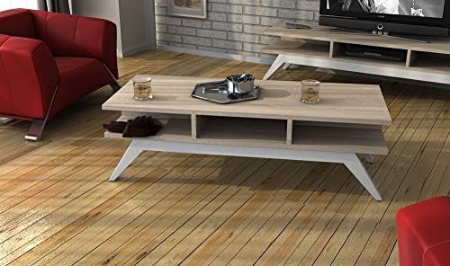 Sanal Mobilya New Retro Orta Sehpa Sonomo Beyaz Amazon Com Tr