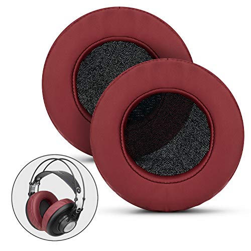 BRAINWAVZ XL Large Replacement Memory Foam Earpads - Suitable for Many Other Large Over The Ear Headphones - Sennheiser, AKG, HifiMan, ATH, Philips, Fostex, Sony (Dark Red)