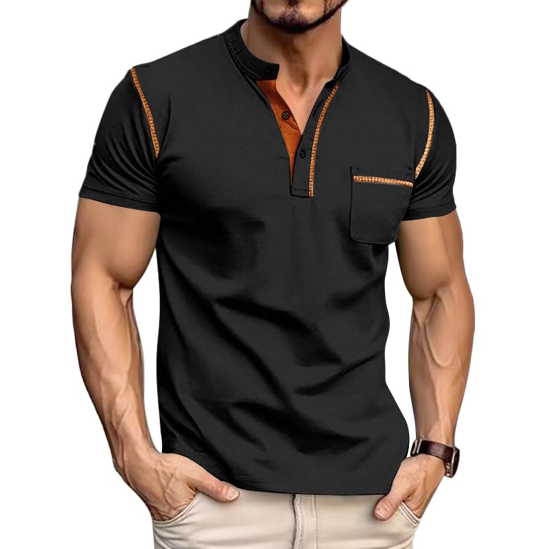 Men's Henley Shirt Short Sleeve T-Shirt Casual Top Pullover Summer Lightweight Tee Shirts with Button