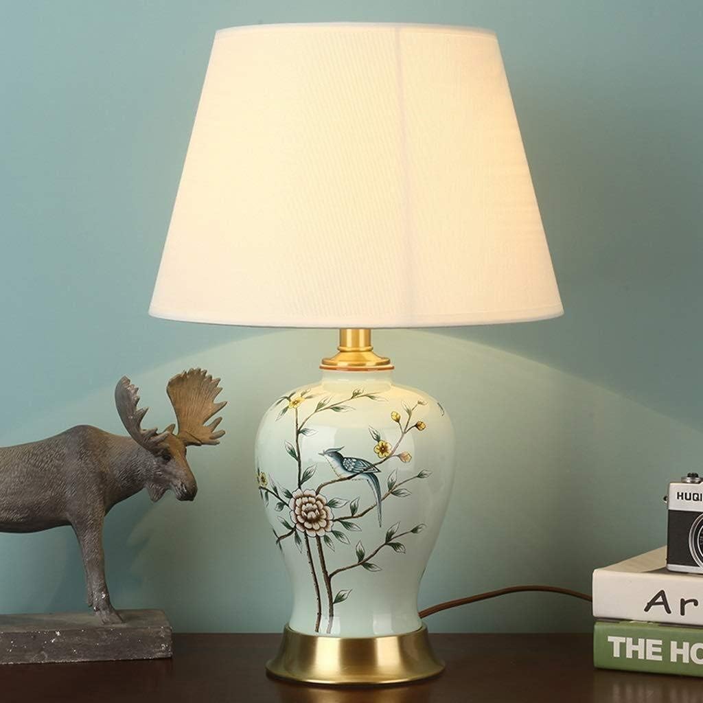QIURUIXIANG bedside lamp, American Ceramic Bedside Table Lamp Bedroom