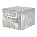 mDesign Set of 4 Fabric Closet Storage Box with Lid - Large Storage Box for in The Wardrobe - Perfect Clothes Storage Box with Lid - Taupe/Natural