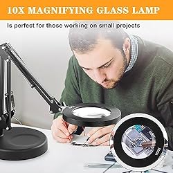 10X Magnifying Glass with Light and Stand 2-in-1