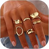 Annpro Chunky Rings Set for Women,Vintage Stackable Knuckle Ring Adjustable Thick Round Dome Rings Hollow Carved Joint Finger Ring Pack Irregular Statement Jewelry
