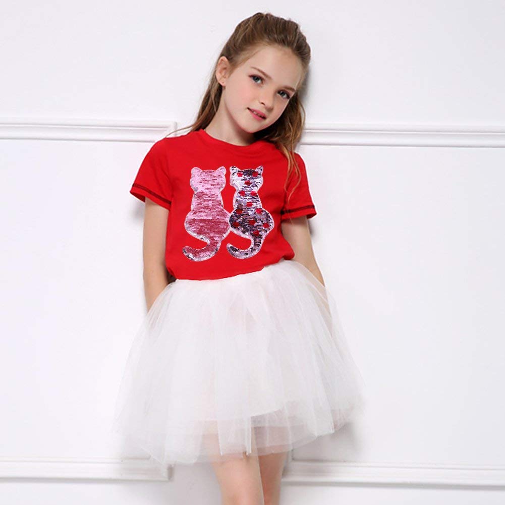 2 Pcs DIY Clothes Patch Stickers Cartoon Pattern Applique Glitter Sequin Iron On Or Sew On Patches for T-Shirt Jeans Skirt Vests Scarf Hat Bag Decor