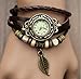 Woman Lady Men Hot Fashion Classic Leather Strap Roma Number Dial Quartz Watch WHS1 (Brown-6)