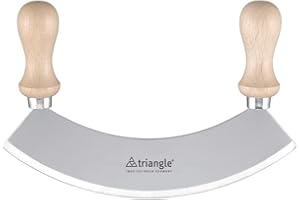 Gustav 18 cm Single Hachoir/ Mezzaluna Herb Chopper with Light Wood Handle, Silver