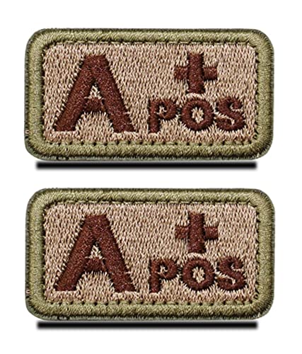 Zcketo 2 Pieces Tactical Blood Type A+ Positive Patch Embroidered Hook and Loop Military Badge Medic First Aid Emblem Patch for Outdoors Travel Military CS Medical Aid(A+)