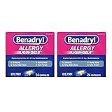 Benadryl Liqui-Gels Antihistamine Allergy Medicine & Cold Relief, Dye Free, 24 ct (Pack of 2)