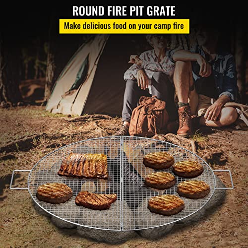 VEVOR Fire Pit Cooking Grill Grate 24 Inch, Foldable Round Cooking