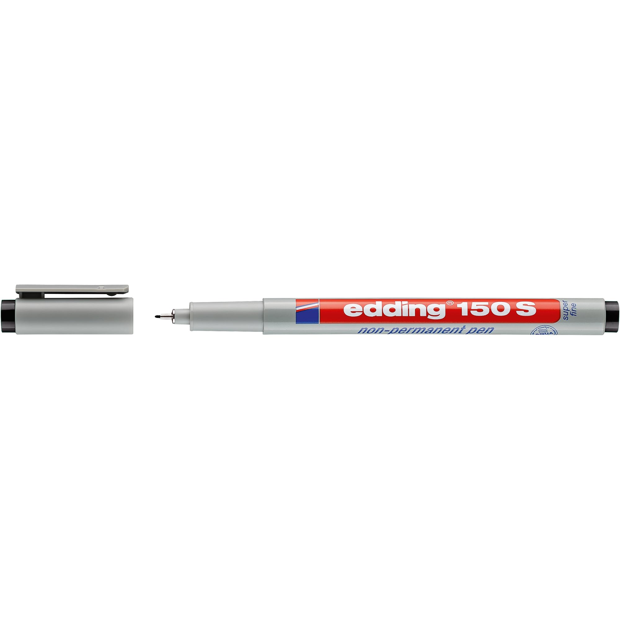 Edding 150 S Non-Permanent Foil Pen, Black, 1 Pen, Bullet Tip: 0.3 mm, Pen for Writing on Glass, Plastic, Films and Smooth Surfaces, Quick-Drying, Can Be Corrected with Water