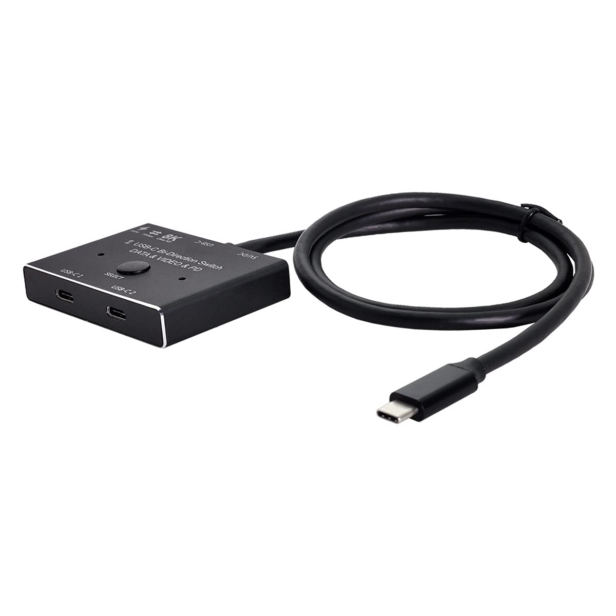 Cablecc USB-C Type-C Bi-Direction Switch MST 1 to 2 Hub Support Video Data PD 8K@30hz 100W 10Gbps with 50cm Cable