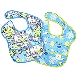 Bumkins Disney Baby Waterproof SuperBib 2 Pack, Monsters Inc. (Gray/Blue) (6-24 Months)