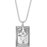 TEAMER Skeleton Tarot Card Necklace Stainless Steel Amulet Marigold Tarot Card Major Arcana Necklaces for Women Men