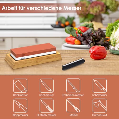 Shan Zu Sharpening Stone 2-in-1 Whetstone Grindstone for Professional Sharp Knife, Grit 1000/6000 with Non-slip Silicone Holder