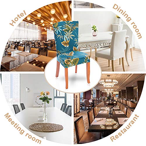 SearchI Dining Room Chair Covers Slipcovers Set of 6, Spandex Fabric Fit Stretch Removable Washable Short Parsons Kitchen Chair Covers Protector for Dining Room, Hotel, Ceremony - Thumbnail 4