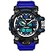 Men's Sports Analog Quartz Watch Dual Display Waterproof Digital Watches with LED Backlight relogio masculino (Blue Black)