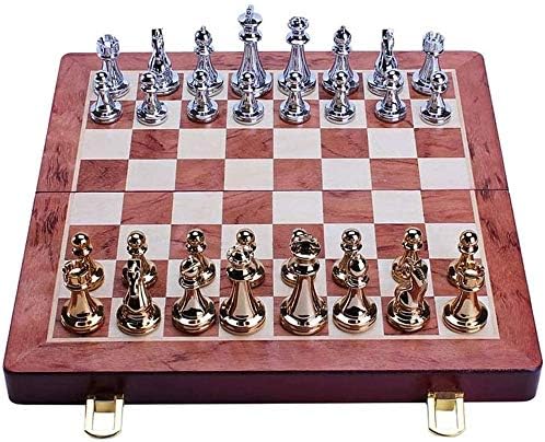 Quannengwang 磁気木製のチェスセット 子供と大人のための金属製チェスピース