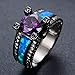 Rongxing Jewelry Opal Rings Womens Purple Amethyst Black Promise Rings Size 5-10