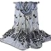 Sanwood Trendy Women Gauze Embroidered Peacock Veil Church Mantilla Scarf Wrap (Gray)