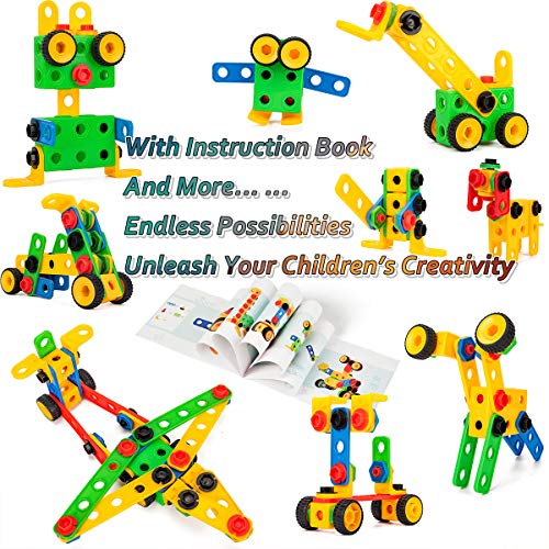 cossy 107 Pieces Construction Engineering Building Blocks Set, Manipulative Toy for Boys & Girls, Come with a Sturdy Storage Container, Best STEM Toy Gift for Kids Ages 3 yr - 6 yr - Thumbnail 4