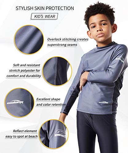 image for COOLOMG Boys Rash Guard Long Sleeve Shirt + Jammer Sport Board Swimsui