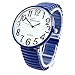 Navy Blue Super Large Face Easy to Read Stretch Band Extension Watch