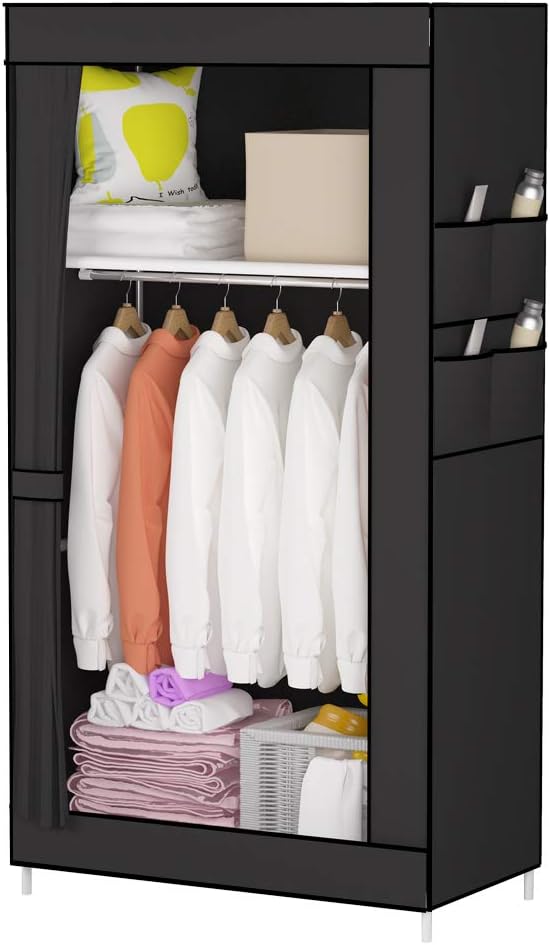 Udear Kleiderschrank aus Segeltuch, tragbar, freistehend, klein