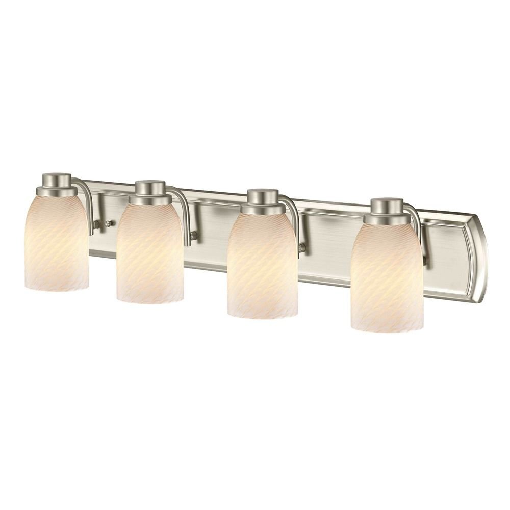 4 Light Wall Mounted Bathroom Light In Satin Nickel Finish With