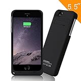 YHhao Charger case, 5000mAh Portable Protective Charger Case for iPhone 6 Plus/6s Plus, 5.5' iPhone 6 Plus /6S Plus Charger Case with Kick Stand Slim Fit Slider Design (no cable included) - Black