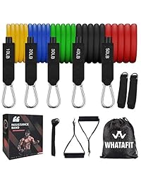 Whatafit Resistance Bands Set (11pcs), Exercise Bands with Door Anchor, Handles, Waterproof Carry Bag, Legs Ankle Straps for Resistance Training, Physical Therapy, Home Workouts