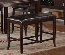 Poundex Counter Height Dining Bench in Deep Brown Finish