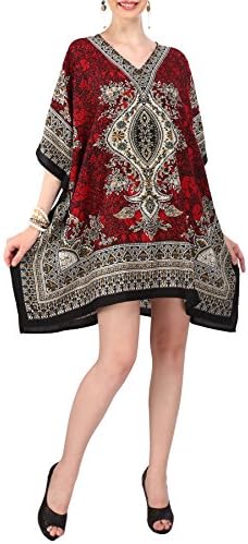 Miss Lavish Women's Midi Kaftan Oversized Kimono Beach Cover up Evening Top Red