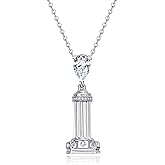 AnuClub Cushion Cut Moissanite Pendant Necklace D Color VVS1 925 Sterling Silver Refined Daily Necklace for Women with Certificate, 40+2+3cm Adjustable Chain