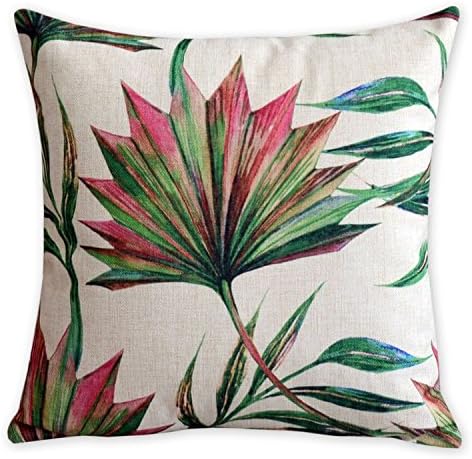 American Pillow Flamingoes and Palm Leaf Modern Art Cotton Linen Pillowcase Comfortable Cushions Decorative Pillows Home Decor Sofa Throw Pillow Cover 17.7 * 17.7 inches