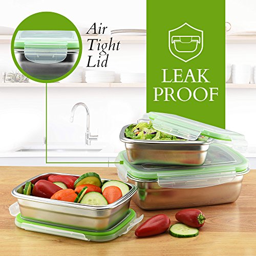 Klee Utensils Stainless Steel Food Containers - Set of 3 - Perfect Lunch/Food Storage Box High Durability, Reusable, Eco-Friendly, BPA-Free, Great for Outdoor/On the Go Healthy Snack/Side Meals - Thumbnail 3
